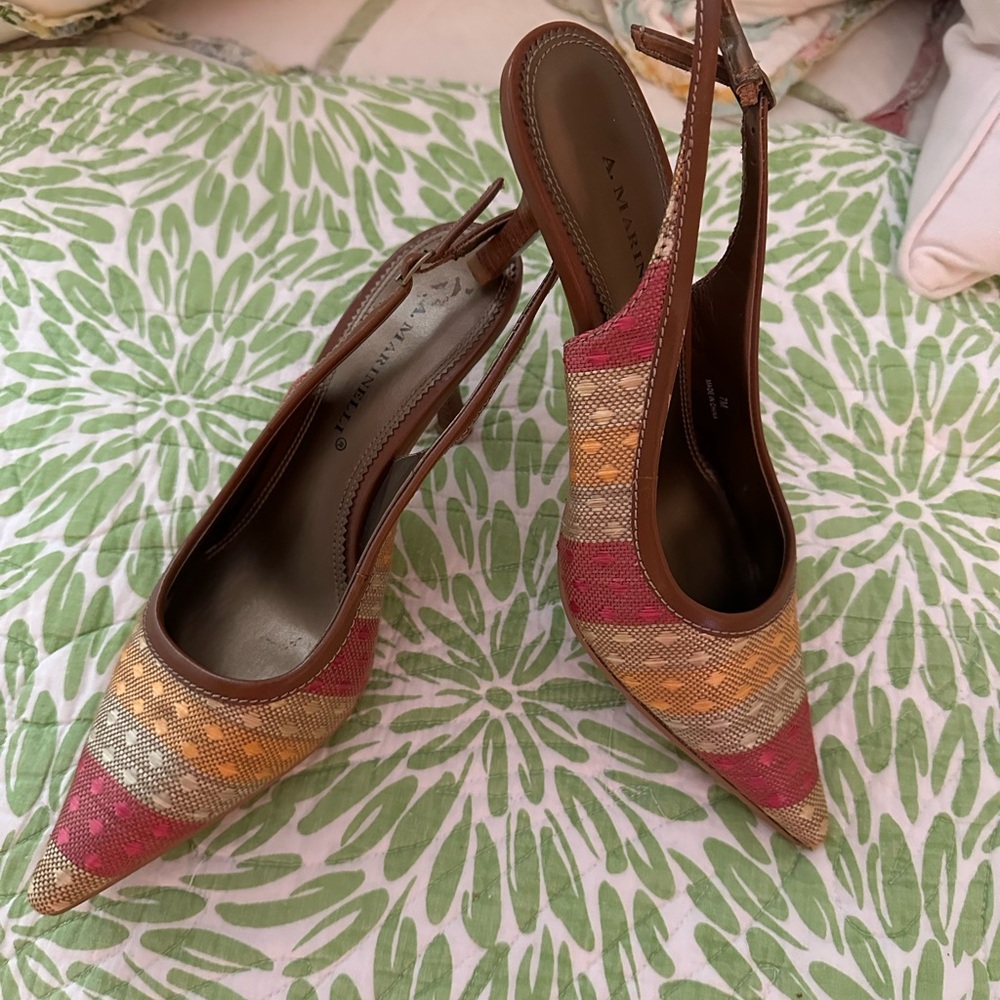 Ann Marino Multicolor Slingback Heels